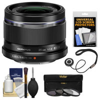 Olympus M.Zuiko 25mm f/1.8 Digital Lens (Black) with 3 UV/FLD/PL Filters + Accessory Kit