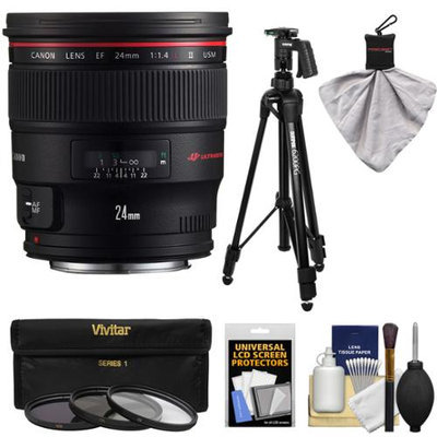 Canon EF 24mm f/1.4L II USM Lens with Tripod + 3 Filters Kit