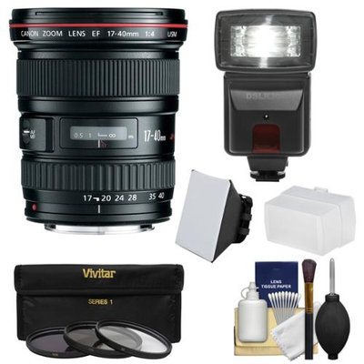 Canon EF 17-40mm f/4 L USM Zoom Lens with 3 Filters + Flash & 2 Diffusers + Kit