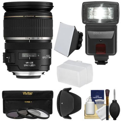 Canon EF-S 17-55mm f/2.8 IS USM Zoom Lens with Flash + 3 Filters + Diffusers + Hood + Kit
