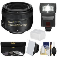 Nikon 50mm f/1.4G AF-S Nikkor Lens with 3 Filters + Flash & 2 Diffusers + Kit