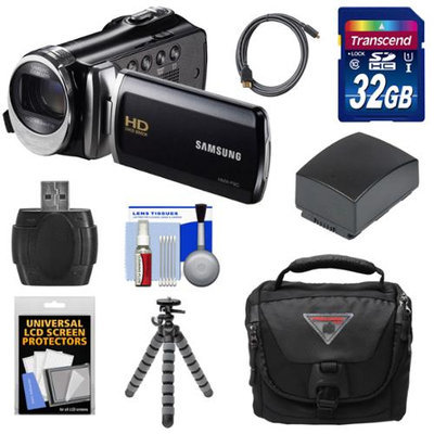 Samsung HMX-F90 HD Digital Video Camcorder (Black) with 32GB Card + Battery + Case + Flex Tripod + Kit