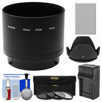 Bower ANP53072 Conversion Adapter Tube for Nikon Coolpix P530 Camera (72mm) with EN-EL5 Battery & Charger + 3 UV/CPL/ND8 Filters + Lens Hood + Kit