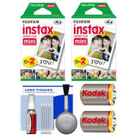 Essentials Bundle for Fujifilm Instax SHARE SP-1 Instant Film Smartphone Printer (White) with 40 Twin Color Prints + (2) CR2 Batteries + Cleaning Kit
