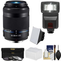 Samsung 50-200mm f/4.0-5.6 NX ED OIS III Telephoto Zoom Lens (Black) with Flash + 3 Filters + Diffusers + Kit