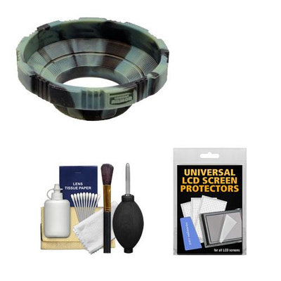 Made Product MADE Rubberized Camera Armor Lens Hood + Cap Leash (Camo) fits 52mm, 55mm, 58mm 62mm, 67mm Lenses + Cleaning Kit