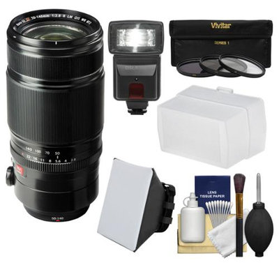 Fujifilm 50-140mm f/2.8 R LM OIS WR Zoom Lens with Flash + Soft Box + Diffuser + 3 UV/CPL/ND8 Filters + Kit