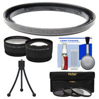 Bower FA-DC58E Conversion Adapter Ring for Canon PowerShot G1 X Mark II Camera (58mm) with Flex Tripod + 3 UV/CPL/ND8 Filters + Tele/Wide Lenses Kit