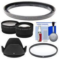 Bower FA-DC58E Conversion Adapter Ring for Canon PowerShot G1 X Mark II Camera (58mm) with Lens Hood + Tele/Wide Lenses + UV Filter + Accessory Kit