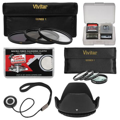 Vivitar 3-Piece Multi-Coated HD Filter Set (58mm) + Macro Set + Lens Hood + Kit