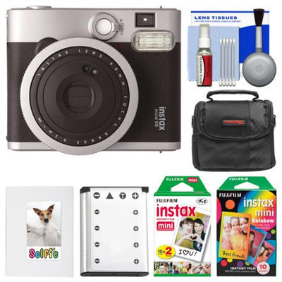 Fujifilm Instax Mini 90 Neo Classic Instant Film Camera with 20 Twin Prints & 10 Rainbow Prints + Case + Battery + Photo Album Kit