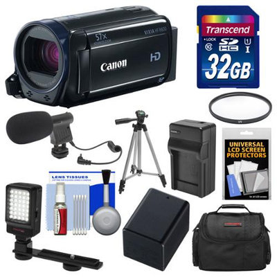 Canon Vixia HF R600 1080p HD Video Camcorder (Black) with 32GB Card + Case + LED Light + Microphone + Battery & Charger + Tripod Kit