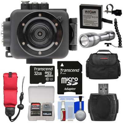 Intova Edge X Waterproof Sports HD Video Camera Camcorder with 32GB Card + Battery + Case + Float Strap + LED Torch & Bracket + Kit