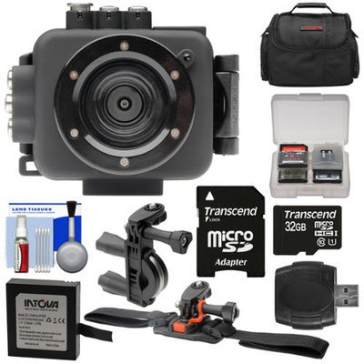 Intova Edge X Waterproof Sports HD Video Camera Camcorder with 32GB Card + Battery + Bike Handlebar & Vented Helmet Mounts + Case + Kit
