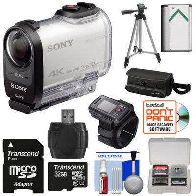 Sony Action Cam FDR-X1000VR Wi-Fi 4K HD Video Camera Camcorder & Live View Remote with 32GB Card + Battery + Case + Tripod + Kit