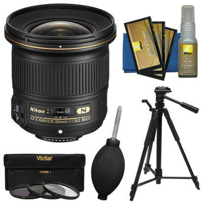 Nikon 20mm f/1.8G AF-S ED Nikkor Lens with Tripod + 3 UV/CPL/ND8 Filters + Kit