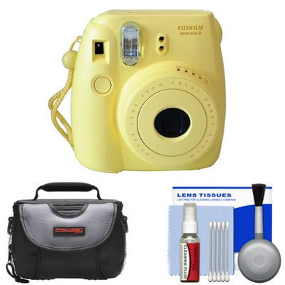 Fujifilm Instax Mini 8 Instant Film Camera (Yellow) with Case + Cleaning Kit