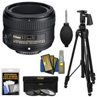 Nikon 50mm f/1.8G AF-S Nikkor Lens with 3 UV/CPL/ND8 Filters + Pistol Grip Tripod + Kit
