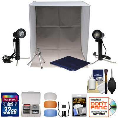 Xit Portable Light Box Photo Studio with 2 Backgrounds 2 Lights Tripod & Carrying Case with 32GB Card + Flash Diffusers + Accessory Kit