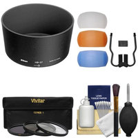 Nikon HB-37 Bayonet Lens Hood for 55-200mm f/4-5.6G DX VR & VR II 85mm f/3.5 VR Micro with 3 UV/CPL/ND8 Filters + Diffusers + Kit