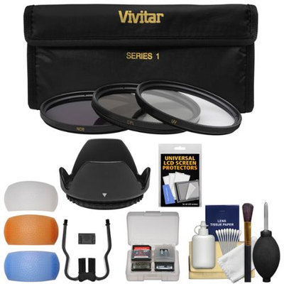 Vivitar 3-Piece Multi-Coated HD Filter Set (67mm UV/CPL/ND8) with Lens Hood + Diffusers + Accessory Kit