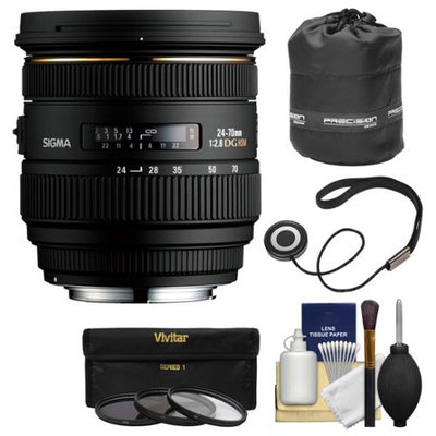 Sigma 24-70mm f/2.8 IF EX DG HSM Zoom Lens (for Nikon Cameras) with Lens Pouch + 3 UV/CPL/ND8 Filters + Kit