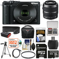 Nikon 1 J5 Wi-Fi Digital Camera & 10-30mm Lens (Black) with 30-110mm VR Lens + 32GB Card + Sling Strap + Case + Tripod + Filter + Kit + NIKON USA Warranty