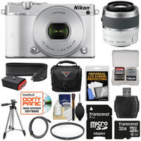 Nikon 1 J5 Wi-Fi Digital Camera & 10-30mm Lens (White) with 30-110mm VR Lens + 32GB Card + Sling Strap + Case + Tripod + Filter + Kit + NIKON USA Warranty
