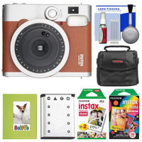 Fujifilm Instax Mini 90 Neo Classic Instant Film Camera (Brown) with 20 Twin Prints & 10 Rainbow Prints + Case + Battery + Photo Album Kit