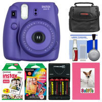 Fujifilm Instax Mini 8 Instant Film Camera (Grape) with Photo Album + Instant Film & Rainbow Film + Case + Batteries & Charger Kit