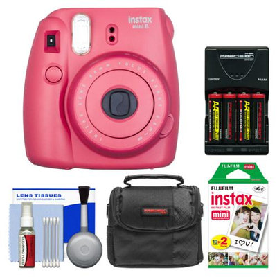 Fujifilm Instax Mini 8 Instant Film Camera (Raspberry) with 20 Instant Film + Case + (4) Batteries & Charger + Kit