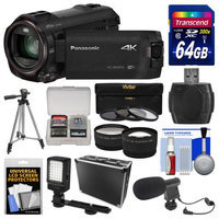 Panasonic HC-WX970 4K Ultra HD Wi-Fi Video Camera Camcorder with 64GB Card + Case + LED Light + Microphone + Tripod + Filters + Tele/Wide Lens Kit