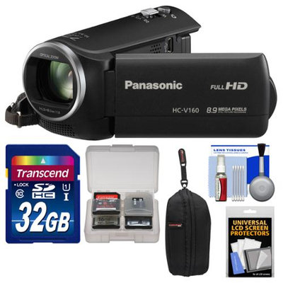 Panasonic HC-V160 HD Wi-Fi Video Camera Camcorder with 32GB Card + Case + Accessory Kit
