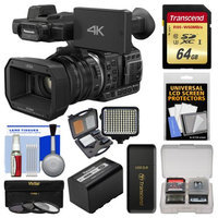 Panasonic HC-X1000 4K Ultra HD Wi-Fi Video Camera Camcorder with Panasonic VW-VBD58 Battery + 64GB Card + LED Light Set + 3 Filters + Kit