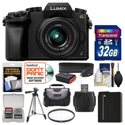 Panasonic Lumix DMC-G7 4K Wi-Fi Digital Camera & 14-42mm Lens (Black) with 32GB Card + Case + Battery + Tripod + Filter + Strap + Kit with PANASONIC USA Warranty