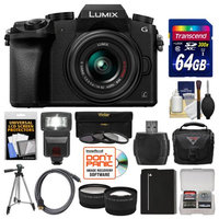 Panasonic Lumix DMC-G7 4K Wi-Fi Digital Camera & 14-42mm Lens (Black) with 64GB Card + Case + Flash + Battery + Tripod + Tele/Wide Lens Kit with PANASONIC USA Warranty