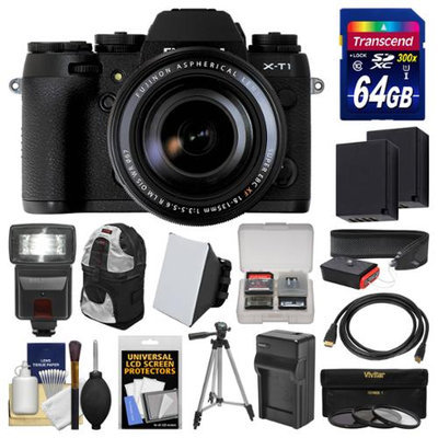Fujifilm X-T1 Weather Resistant Digital Camera & 18-135mm XF Lens with 64GB Card + Case + Flash + Batteries & Charger + Tripod + Kit with FUJIFILM USA Warranty