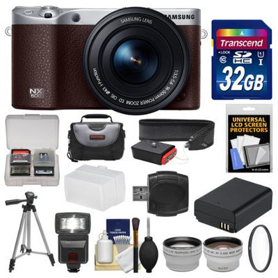 Samsung NX500 Smart Wi-Fi 4K Digital Camera & 16-50mm Lens (Brown) with 32GB Card + Case + Flash + Battery + Tripod + Filter + Tele/Wide Lens Kit with SAMSUNG USA Warranty
