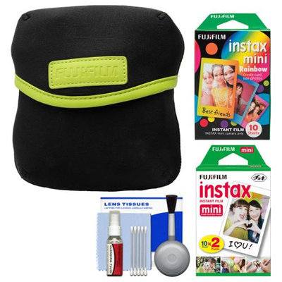 Fujifilm Neoprene Camera Pouch Case for Instax Mini 25 & SHARE SP-1 Printer with 20 Twin & 10 Rainbow Prints + Kit