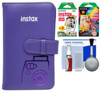 Fujifilm Instax Mini Wallet 108 Photo Album (Grape) with 20 Color Prints & 10 Rainbow Prints + Kit for 7S, 8, 25, 50S, 90 Cameras with FUJIFILM USA Warranty