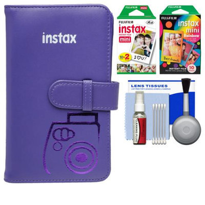 Fujifilm Instax Mini Wallet 108 Photo Album (Grape) with 20 Color Prints & 10 Rainbow Prints + Kit for 7S, 8, 25, 50S, 90 Cameras with FUJIFILM USA Warranty