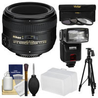 Nikon 50mm f/1.4G AF-S Nikkor Lens with iTTL Flash + Diffuser + Pistol-Grip Tripod + 3 Filters + Kit with NIKON USA Warranty