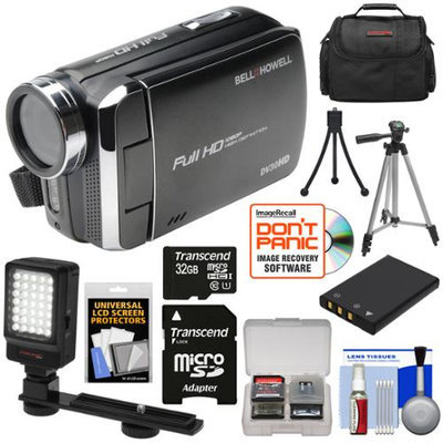 Bell & Howell DV30HD 1080p HD Video Camera Camcorder (Black) with 32GB Card + Battery + Case + Tripods + LED Video Light + Kit