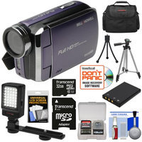 Bell & Howell DV30HD 1080p HD Video Camera Camcorder (Purple) with 32GB Card + Battery + Case + Tripods + LED Video Light + Kit