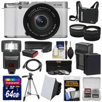 Fujifilm X-A2 Wi-Fi Digital Camera & 16-50mm XC Lens (White) with 64GB Card + Battery & Charger + Case + Flash + Tripod + Strap + Tele/Wide Lens Kit with FUJIFILM USA Warranty