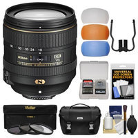 Nikon 16-80mm f/2.8-4E VR DX AF-S ED Zoom-Nikkor Lens with 3 UV/CPL/ND8 Filters + Case + 3 Flash Diffusers Kit for D3200, D3300, D5300, D5500, D7100, D7200 Camera with NIKON USA Warranty