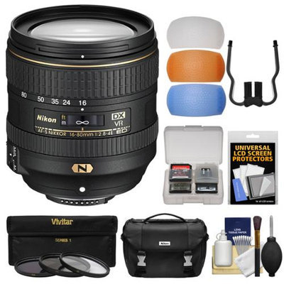 Nikon 16-80mm f/2.8-4E VR DX AF-S ED Zoom-Nikkor Lens with 3 UV/CPL/ND8 Filters + Case + 3 Flash Diffusers Kit for D3200, D3300, D5300, D5500, D7100, D7200 Camera with NIKON USA Warranty