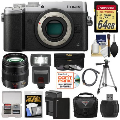 Panasonic Lumix DMC-GX8 4K Wi-Fi Digital Camera Body (Silver) with 12-35mm f/2.8 OIS Lens + 64GB Card + Battery + Charger + Case + Flash + Tripod + Kit with PANASONIC USA Warranty