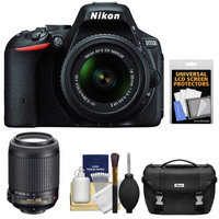 Nikon D5500 Wi-Fi Digital SLR Camera & 18-55mm VR DX Lens (Black) - Factory Refurbished with 55-200mm VR Zoom Lens + Case + Kit