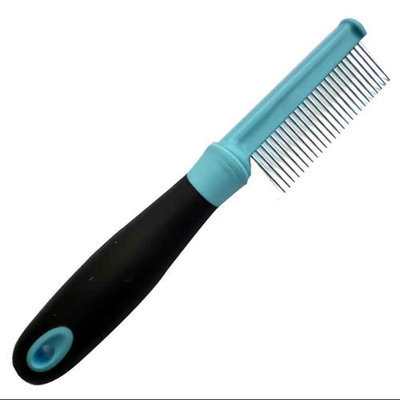 Iconic Pet 15822 Single Sided Pin Comb For Dog And Cat - Pins Of Same Length - Blue